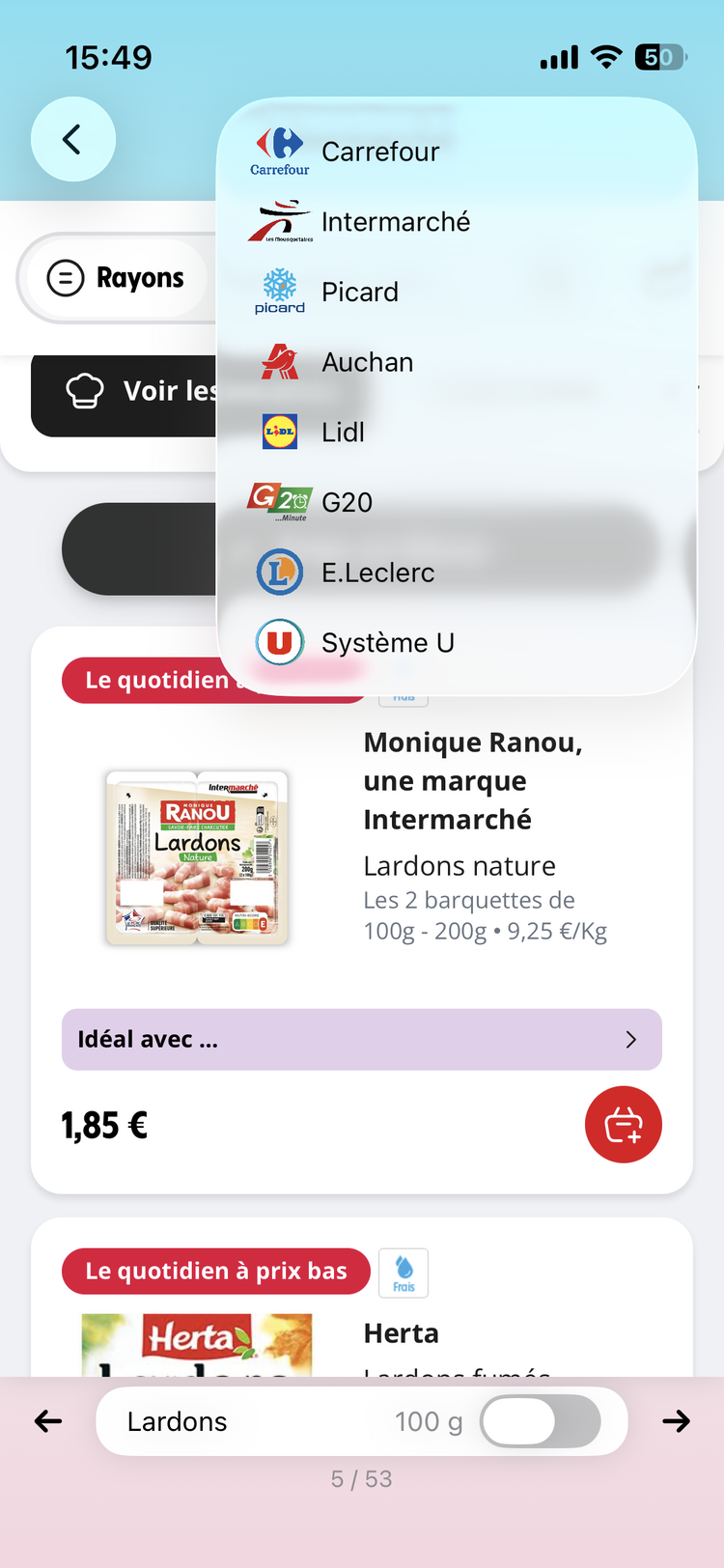 Assistant de courses en ligne Wikizi permettant de choisir une enseigne partenaire
